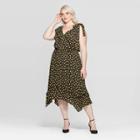 Women's Plus Size Floral Print Casual Fit Sleeveless V-neck Midi Dress - Who What Wear Black Tie X