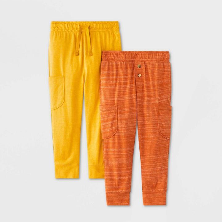 Toddler Boys' 2pk Jersey Knit Pull-on Jogger Pants - Cat & Jack Orange/yellow