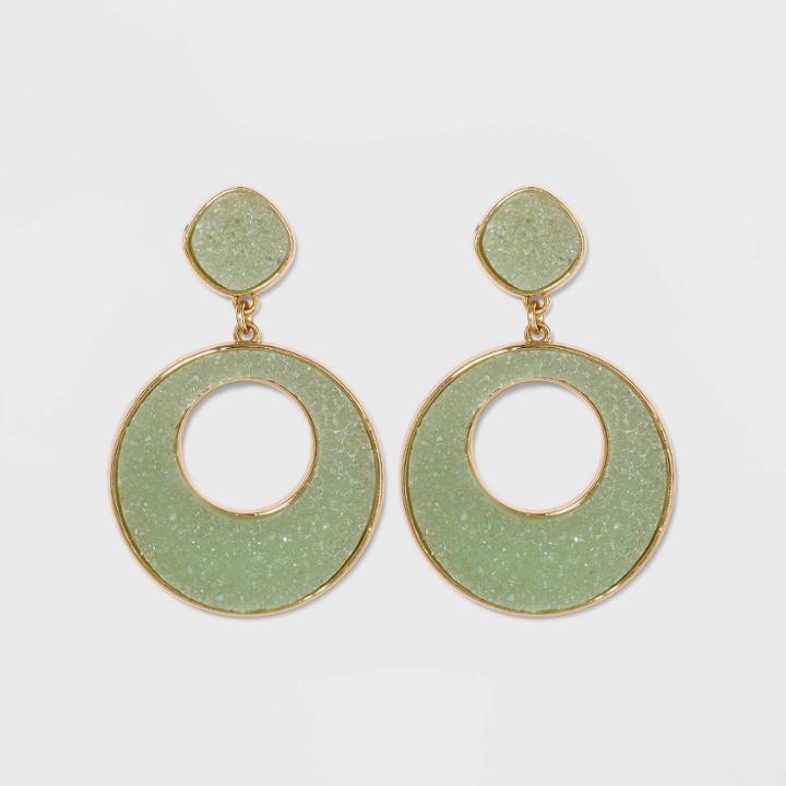 Sugarfix By Baublebar Druzy With Gold Trim Hoop Earrings - Green, Women's,