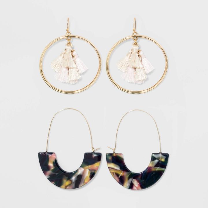 Sugarfix By Baublebar Modern Hoop Earring Gift Set - Blush/navy, Women's, Blue Pink