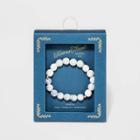 Semi-precious Stone Howlite And Lava Beaded In Worn Gold Aromatherapy Stretch Bracelet - Universal Thread White, Women's,
