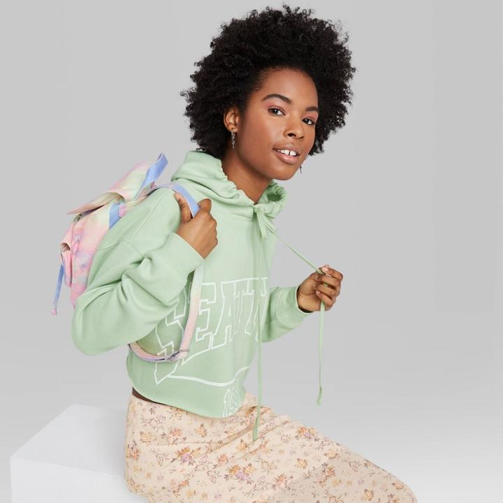 Women's Cropped Hoodie Seattle Sweatshirt - Wild Fable Green