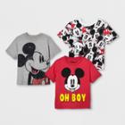 Toddler Boys' 3pk Disney Mickey Mouse & Friends Mickey Mouse Short Sleeve T-shirts - Black/white 4t,