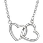 Tiara Sterling Silver Interlocking Double Heart Necklace, White