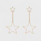 Target Open Star Post, Bar And Larger Open Star Drop Earrings - Gold
