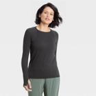 Women's Textured Seamless Long Sleeve Top - All In Motion Heathered Black