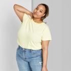 Women's Plus Size Striped Short Sleeve Crewneck Relaxed T-shirt - Wild Fable Yellow 1x, Women's,