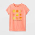 Girls' 'let The Sunshine' Short Sleeve Graphic T-shirt - Cat & Jack Neon Peach Xs, Pink/yellow