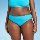 Juniors' Plus Size Ribbed V Cheeky Bikini Bottom - Xhilaration Bright Blue