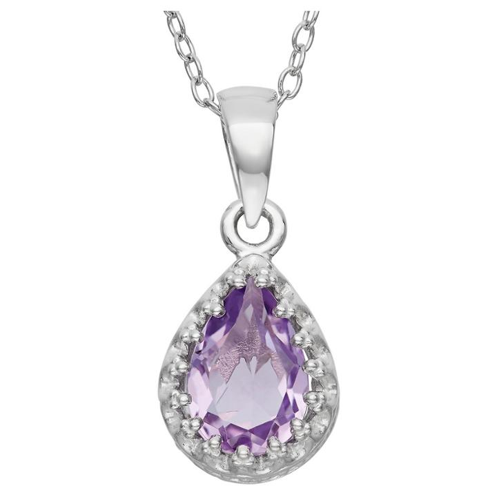 Tiara Pear-cut Amethyst Crown Pendant In Sterling