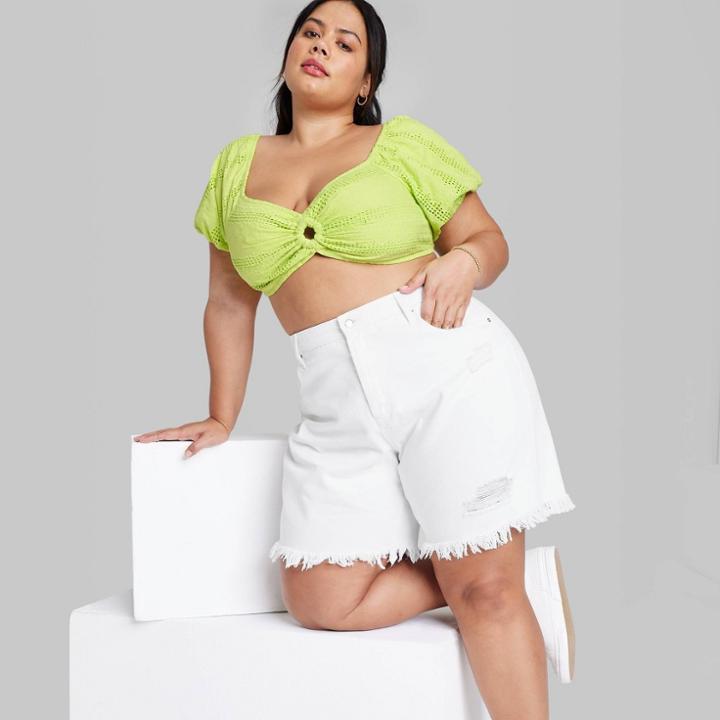 Women's Plus Size Puff Short Sleeve Sweetheart Neck Tiny Top - Wild Fable