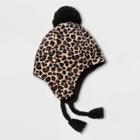 Girls' Leopard Fleece Earflap Beanie - Cat & Jack Brown