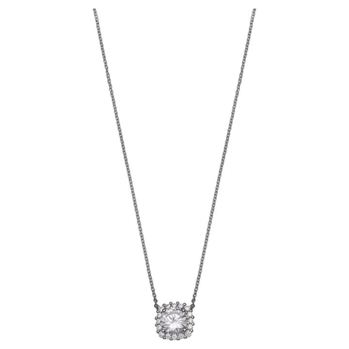 Distributed By Target Women's Round Cubic Zirconia In Square Pave Setting Pendant In Sterling Silver - Gray