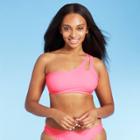Juniors' One Shoulder Bikini Top - Xhilaration Bright Pink