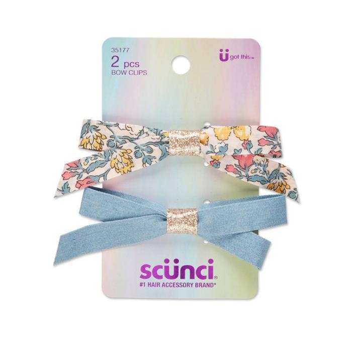 Scunci Kids Bow Salon Clips - Light Blue