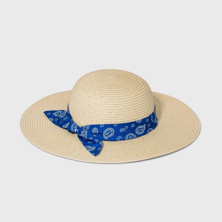 Girls' Printed Band Straw Floppy Hat - Cat & Jack Yellow