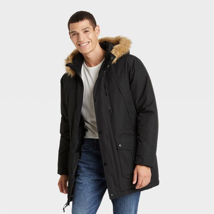 Men's Artic Parka Overcoat - Goodfellow & Co Black