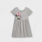 Toddler Girls' Minnie Mouse Short Sleeve Jersey Knit Dress - Gray