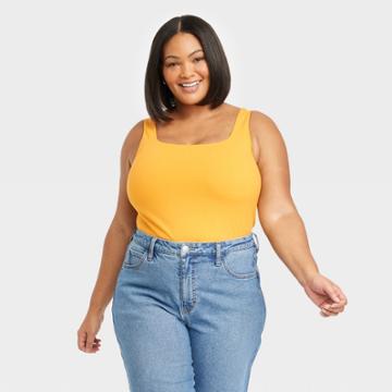 Women's Slim Fit Tank Top - Ava & Viv Mango Orange