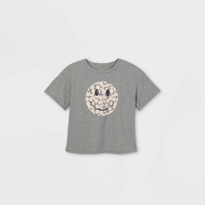 Girls' Short Sleeve Boxy Graphic T-shirt - Art Class Gray