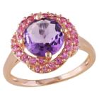 Allura 1.5 Ct. T.w. Round Amethyst And .14 Ct. T.w. Simulated Pink Sapphire Ring In Pink Sterling Silver - Amethyst, Size: