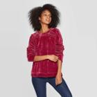 Women's Long Sleeve Crewneck Shoulder Lace Detail Pullover - Knox Rose Pink Xs, Women's, Red