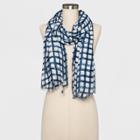 Women's Plaid Oblong Scarf - A New Day Navy (blue)