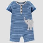 Baby Boys' Striped Elephant Romper - Just One You Made By Carter's Blue
