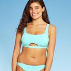 Women's Ribbed Front Cut Out Bralette Bikini Top - Xhilaration Blue S, Women's,