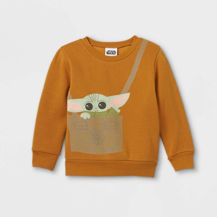 Disney Toddler Boys' Star Wars Baby Yoda Sweatshirt - Dark Orange