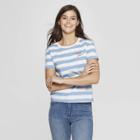 Women's Striped Short Sleeve Stay Chic T-shirt - Fifth Sun (juniors') - White/blue