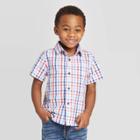 Toddler Boys' Seersucker American Plaid Woven Button-down Shirt - Cat & Jack Blue 12m, Toddler Boy's