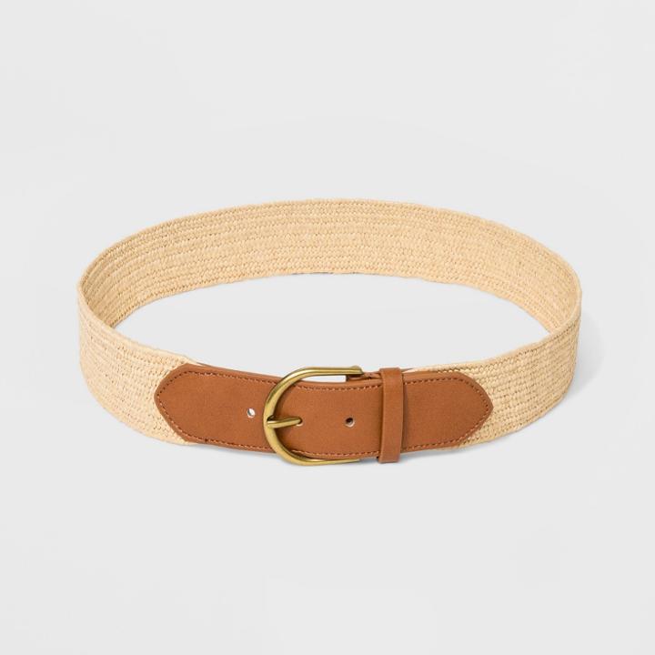 Women's Papaya Stretch Belt With Tabs - Universal Thread Raffia