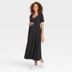 The Nines By Hatch Shirred Short Sleeve Jersey Maternity Dress Black