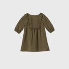 Toddler Girls' 3/4 Sleeve Pom Dress - Art Class Olive