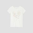 Girls' Short Sleeve Deer Graphic T-shirt - Cat & Jack Cream