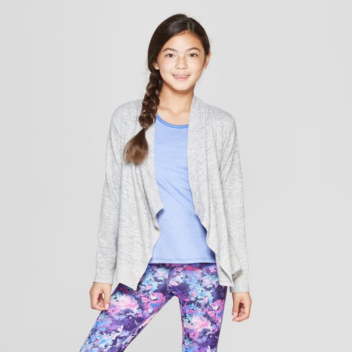 Girls' Studio Cardigan - C9 Champion Grey Heather M, Heather Grey