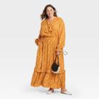 Women's Plus Size Long Sleeve Tiered Ruffle Dress - Ava & Viv Yellow X