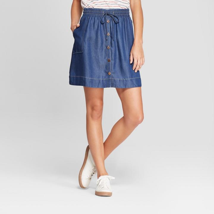 Women's Button Front Denim Skirt - Universal Thread Dark Wash