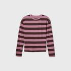 Women's Striped Long Sleeve T-shirt - A New Day Purple/brown
