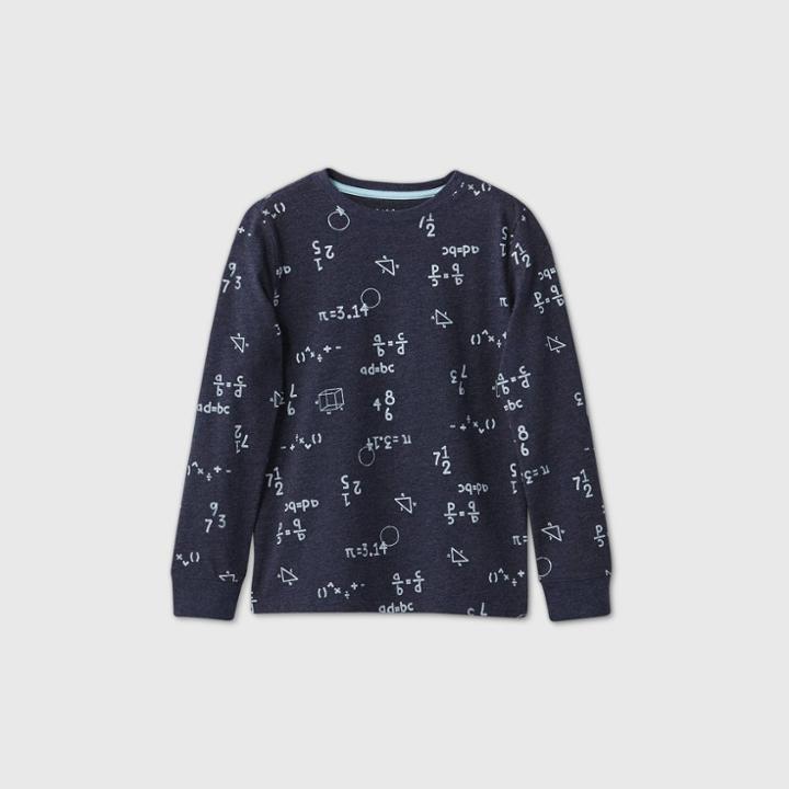 Boys' Long Sleeve Printed T-shirt - Cat & Jack Navy
