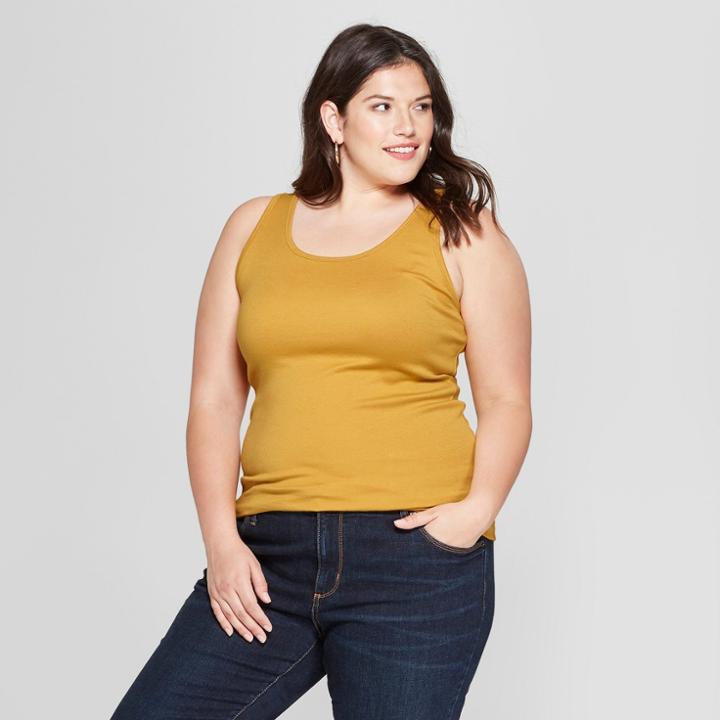 Women's Plus Size Slim Fit Perfect Tank - Ava & Viv Gold