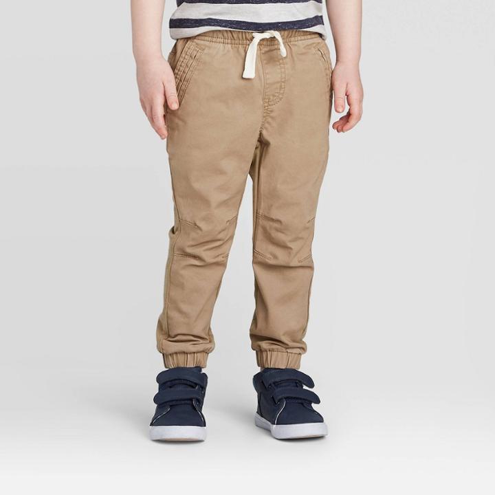 Toddler Boys' Knit Chino Jogger Pants - Cat & Jack Tan 12m, Toddler Boy's, Brown