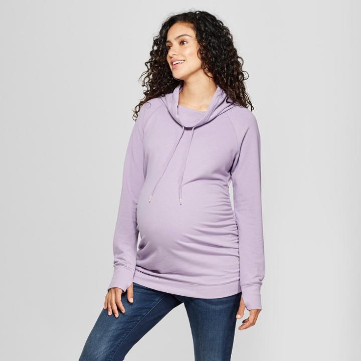 Target Maternity Cowl Neck Sweatshirt - Isabel Maternity By Ingrid & Isabel Lavender (purple)
