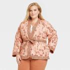 Women's Plus Size Quilted Jacket - Knox Rose Light Pink Ikat