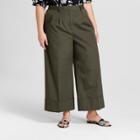 Women's Plus Size Wide Leg Tailored Crop Trouser - Who What Wear Olive (green)