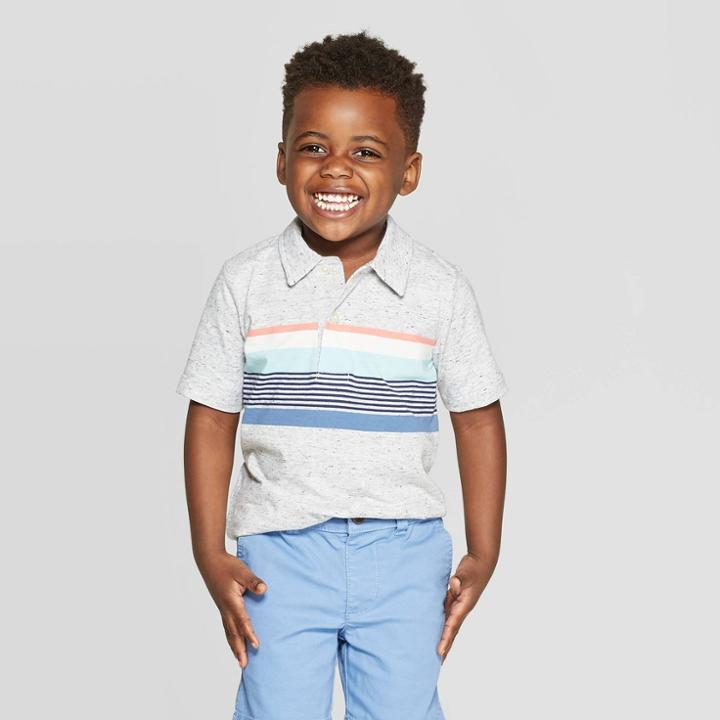 Oshkosh B'gosh Toddler Boys' Multi Stripe Polo Shirt - Gray