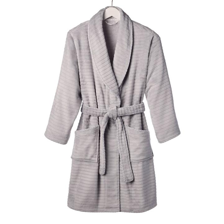 Wellbeing By Sunham Xl Ribbed Bathrobe Gray - Wellbeing By