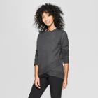 Women's Long Sleeve Cross-front Pullover - A New Day Charcoal Heather