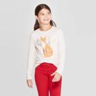 Girls' Long Sleeve Fox Graphic T-shirt - Cat & Jack Cream Xl, Girl's, Beige